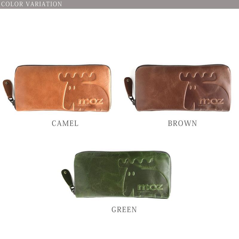 moz（モズ） 長財布 メンズ ラウンドファスナー 本革 大容量 型押し