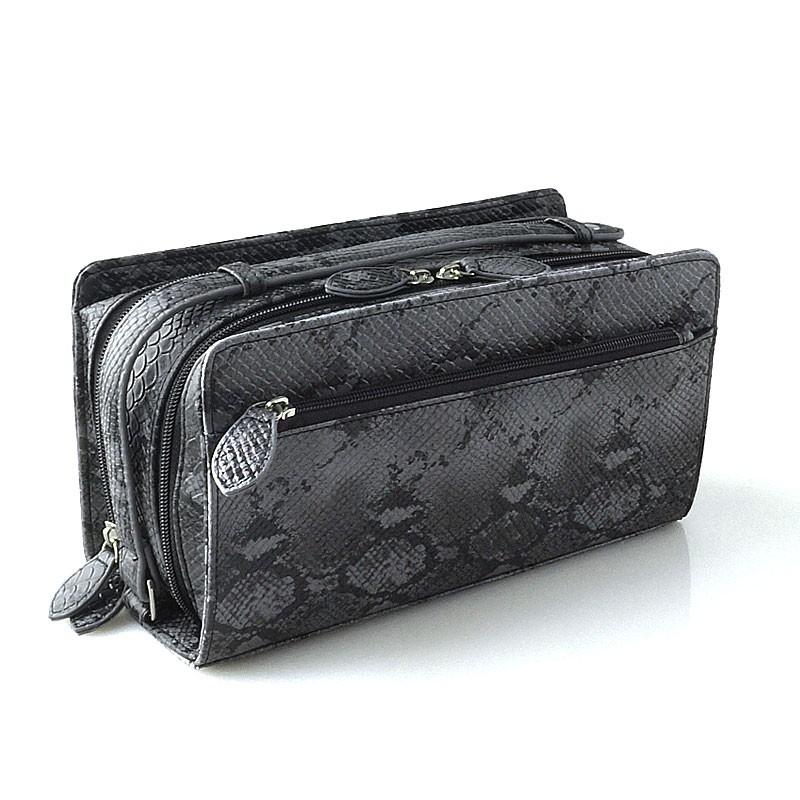 セカンドバッグ メンズ 大容量 ダブルファスナー 鞄 バッグ パイソン柄