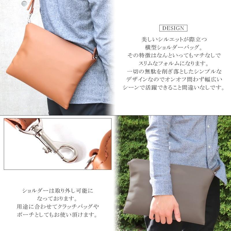 ショルダーバッグ メンズ 2way 本革 グローブレザー 薄マチ B5 横型
