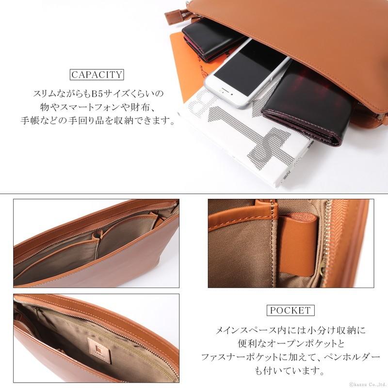 ショルダーバッグ メンズ 2way 本革 グローブレザー 薄マチ B5 横型