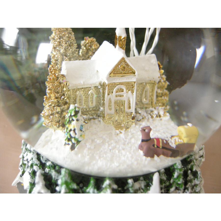 オルゴール付きスノードーム スノーヴィレッジゴールド 教会のスノー
