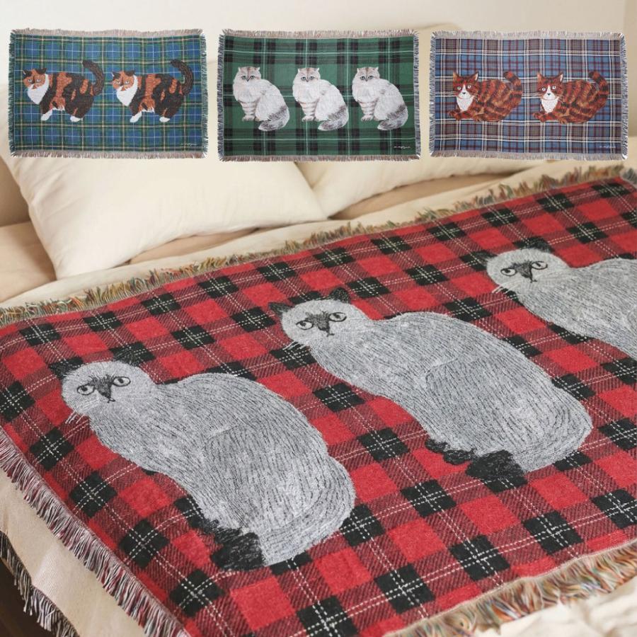 5929.動物柄キルティングタペストリー・ブランケット 松尾ミユキ タペストリーラグ｜Tapestry rug ブランケット 猫 ネコ
