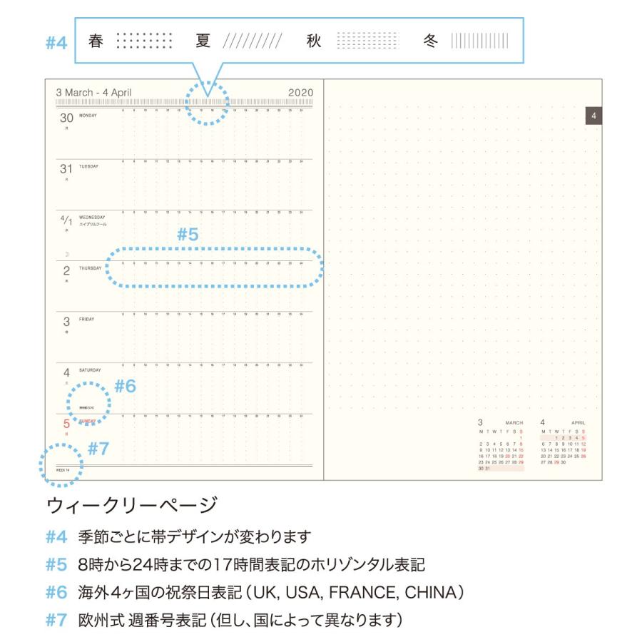 手帳 2024 マトカ 2024年4月始まり手帳 ダイアリー スケジュール帳｜B6サイズ ウィークリー・レフト式（週間インデックス）『ランディ｜LUNDI』｜el-market｜10