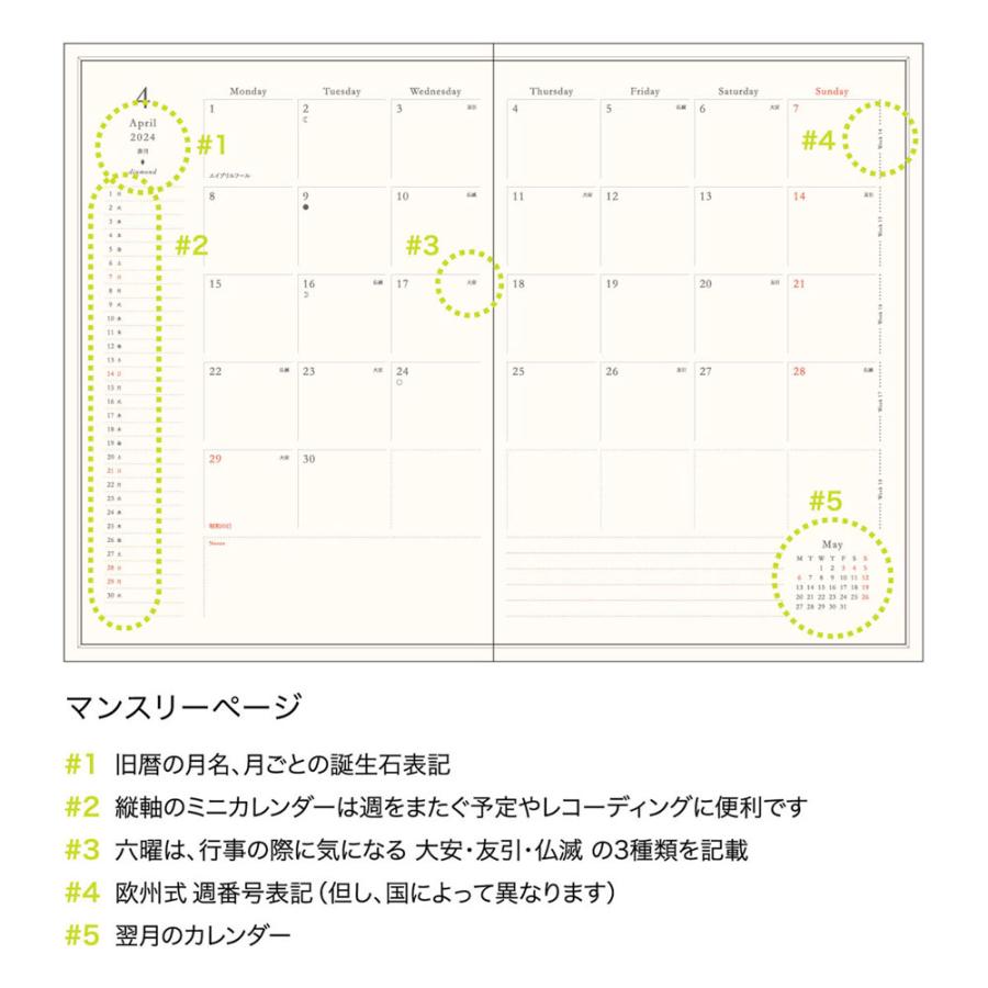 手帳 2024 マトカ 2024年4月始まり手帳 ダイアリー スケジュール帳｜B6サイズ ウィークリー・ブロック式『アルテ』美術 フェルメール ゴッホ ダ・ヴィンチ｜el-market｜07