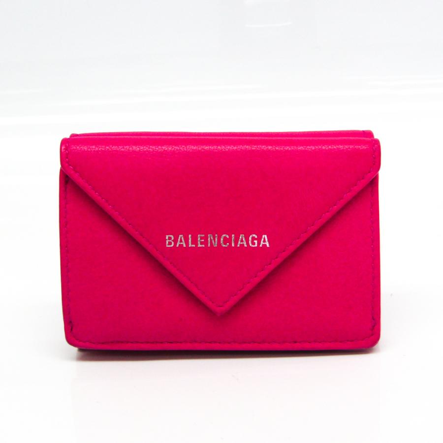開店祝い バレンシアガ ペーパー ミニウォレット レディース レザー 財布 三つ折り ピンク 日本全国送料無料 Atempletonphoto Com