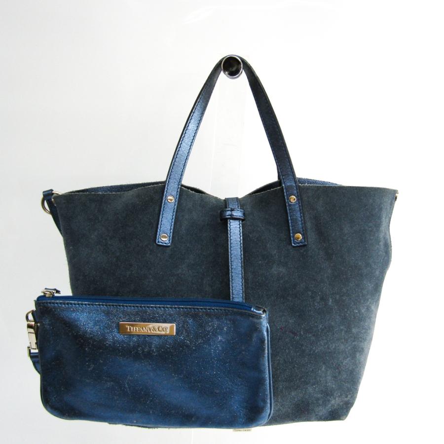 ティファニー リバーシブル トートネイビーレザー スウェード 新品
