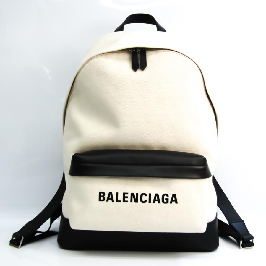 バレンシアガ ネイビー バックパック 3907 メンズ Bf キャンバス レザー キャンバス リュックサック メンズ Eladyヤフーショップ