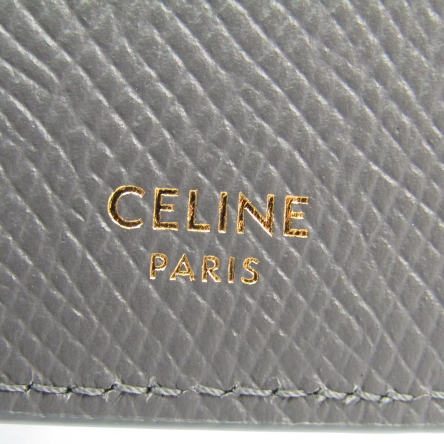 CELINE グレー レザー ジップカードケース