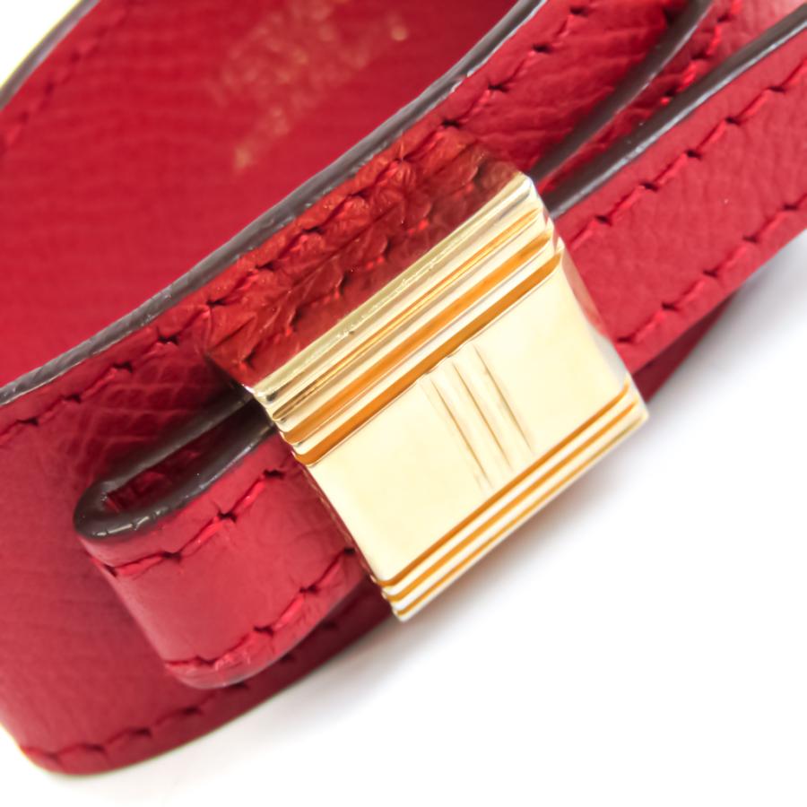 HERMES エルメス アルテミス レザー,メタル ブレスレット ゴールド 