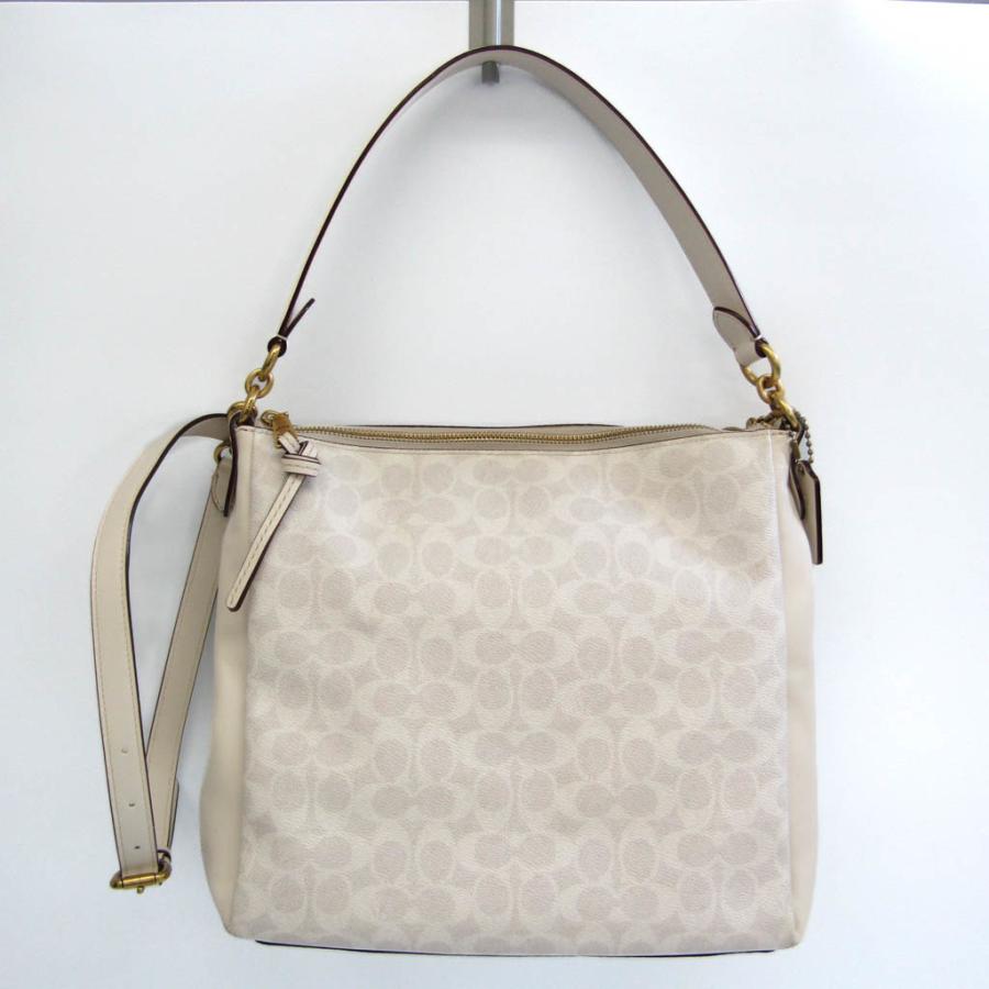 コーチ Signature Shay 597 レディース レザー,コーティングキャンバス ショルダーバッグ,トートバッグ グレー,ホワイト