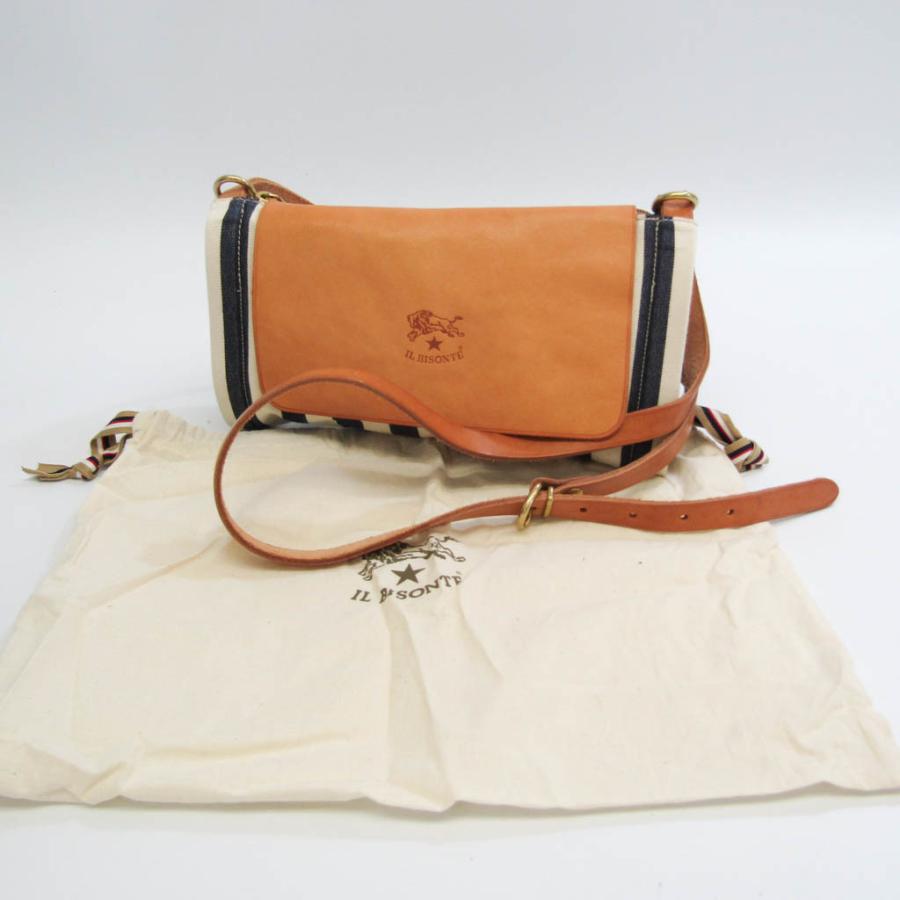 イルビゾンテ ストライプ レディース レザー,キャンバス ショルダー  