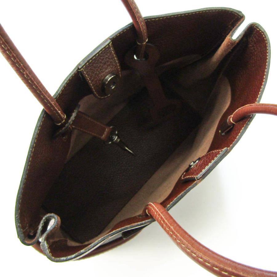 DELVAUX デルヴォー レディース レザー ハンドバッグ ダークブラウン 