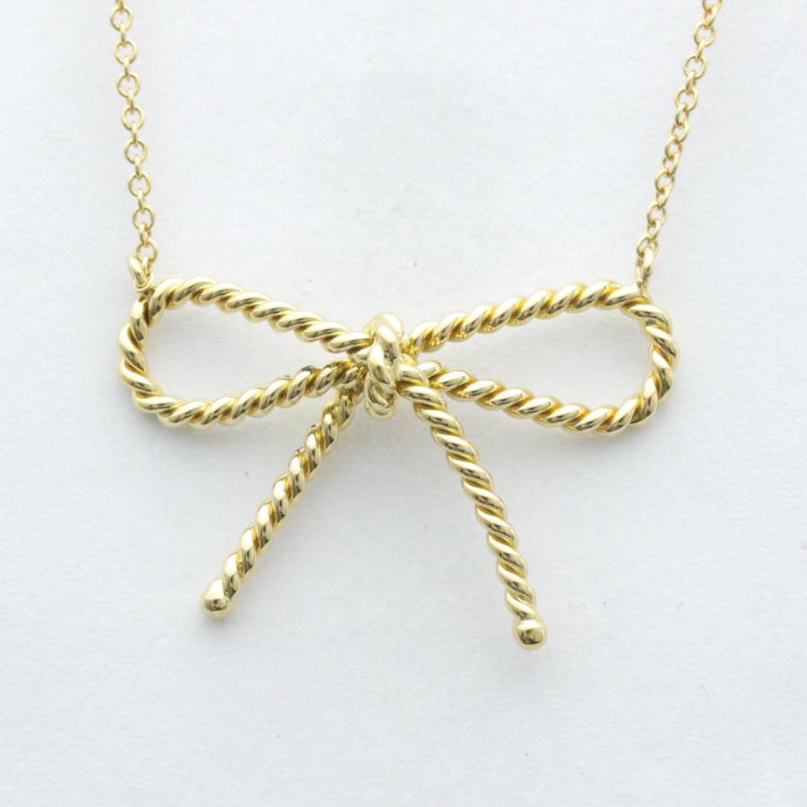 TIFFANY&Co. ティファニー ボウ リボン ネックレス K18イエロー  