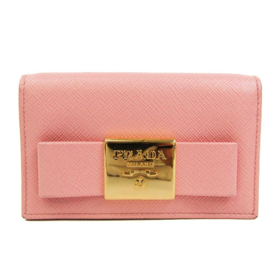 プラダ SAFFIANO FIOCCO 1MC122 レザー 名刺入れ ピンク : bf558964 