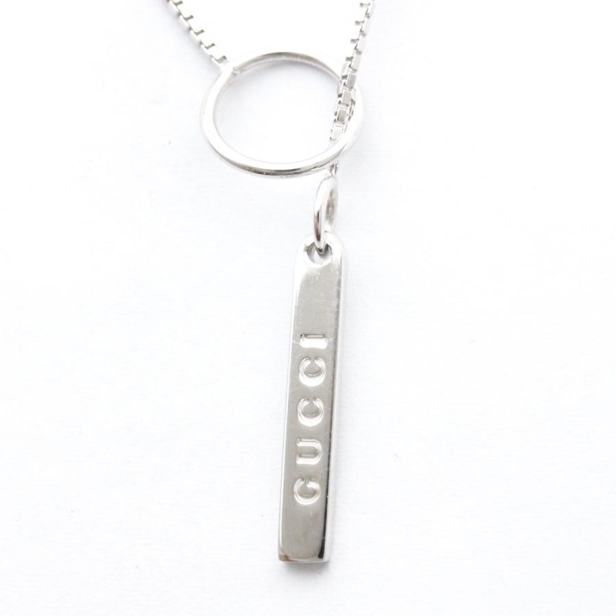 GUCCI グッチ ラリアット ネックレス K18 ホワイト ゴールド WG  