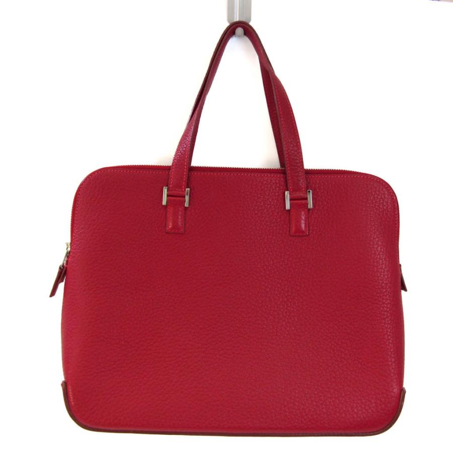 HERMES エルメス エスカパーダ レディース レザー ハンドバッグ レッド 
