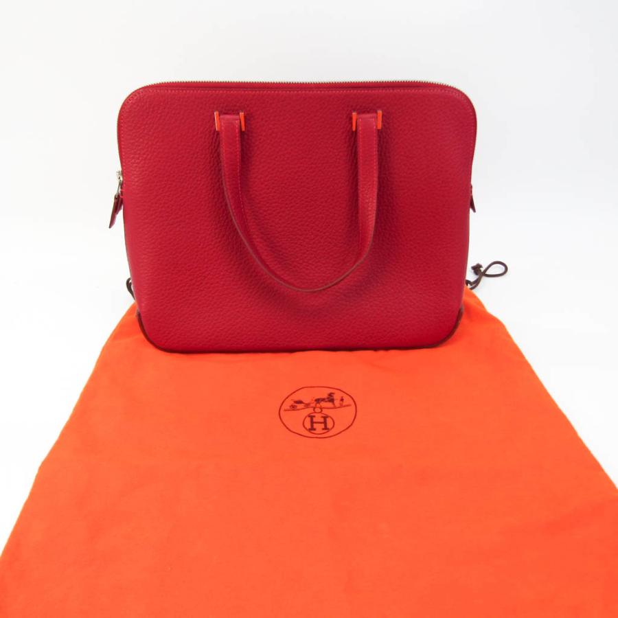 HERMES エルメス エスカパーダ レディース レザー ハンドバッグ レッド 