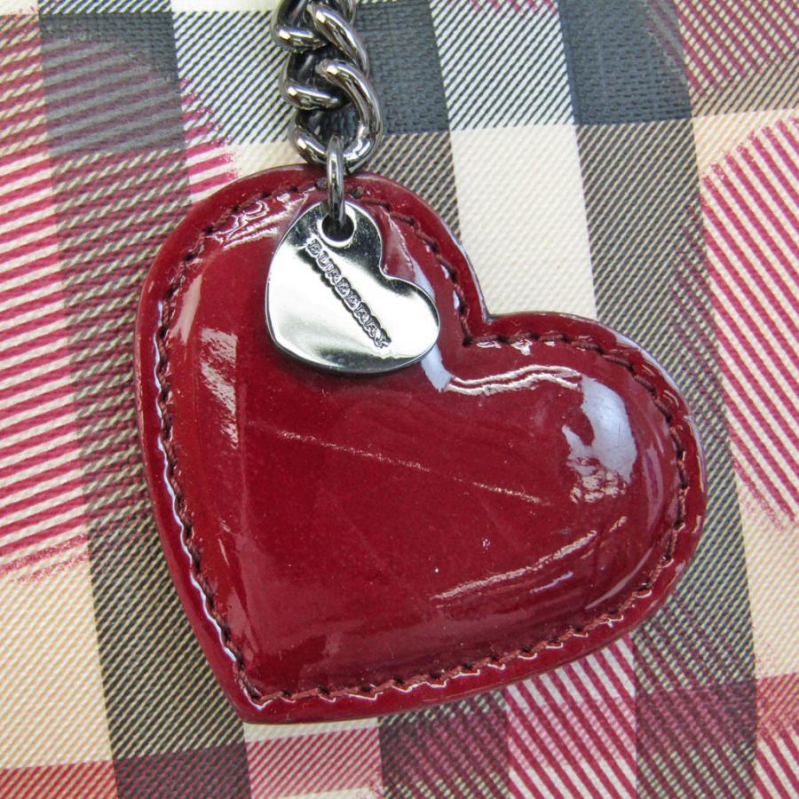 バーバリー レディース PVC＆レザー トートバッグ ボルドー＆ベージュ バーバリー ハート柄 レディース PVC,レザー トートバッグ