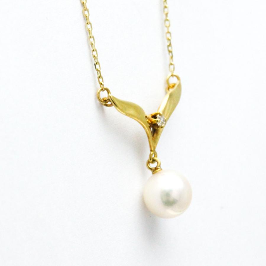 ミキモト k18 パールネックレス ダイヤモンド MIKIMOTO ミキモト K18イエローゴールド ダイヤモンド,真珠
