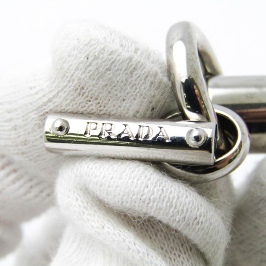 PRADA（プラダ） 編み込み レザー,メタル チャームブレスレット 
