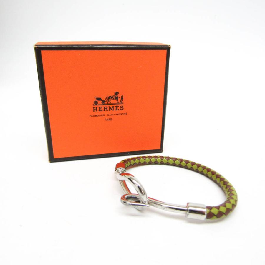 HERMES（エルメス） ジャンボ 編み込み レザー,メタル 無し バングル