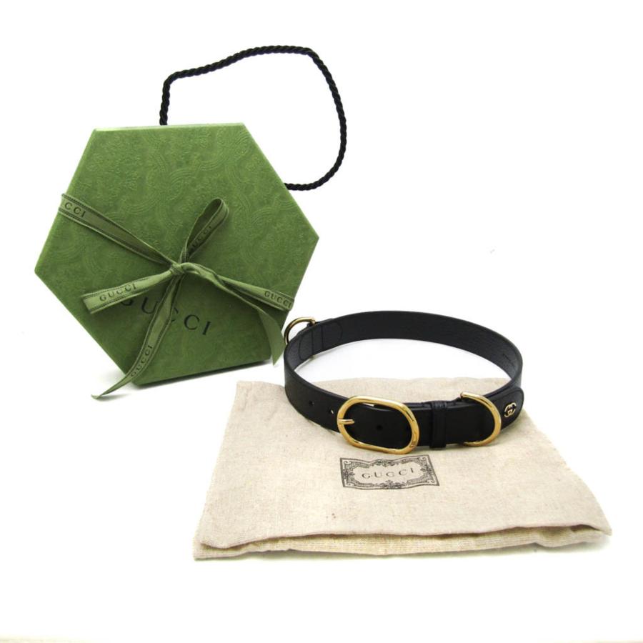 GUCCI（グッチ） インターロッキングG 695256 犬 首輪 レザー ブラック