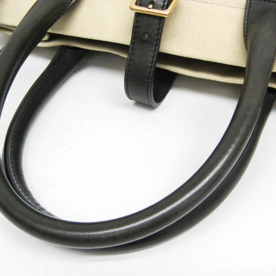 CELINE ハンドバッグ ベージュ ブラック CELINE（セリーヌ） レディース レザー,キャンバス ハンドバッグ