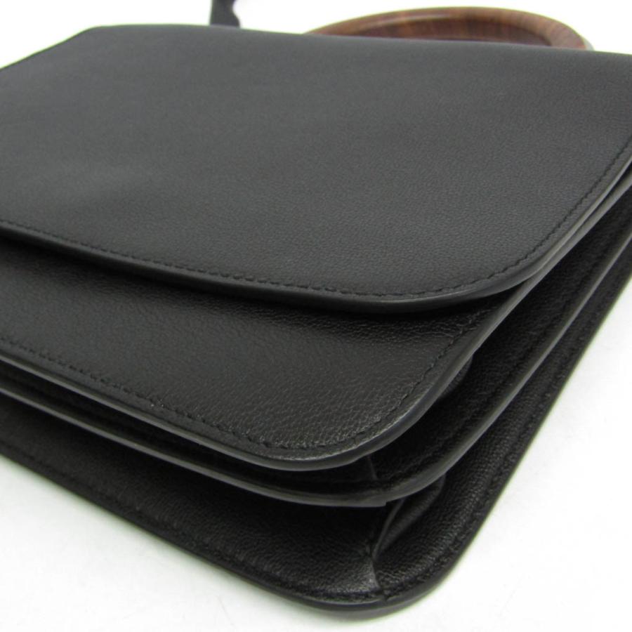 美品 マックスマーラ レザー ショルダー付 ハンドバッグ ウッドハンドル Max Mara（マックスマーラ） ウッドハンドル フラップバッグ