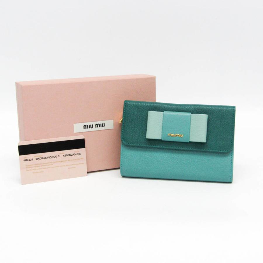 miu ミュウミュウ リボン 5ML225 レディース レザー 中財布（三つ折り  