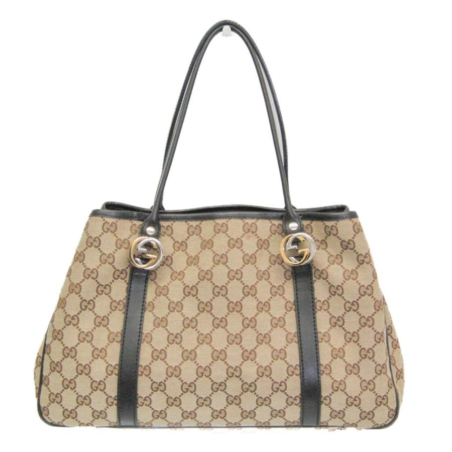 【美品】GUCCI GGツインズトートバッグ キャンバス ベージュ ブラック GUCCI（グッチ） GGツインズ 232957 レディース キャンバス トート