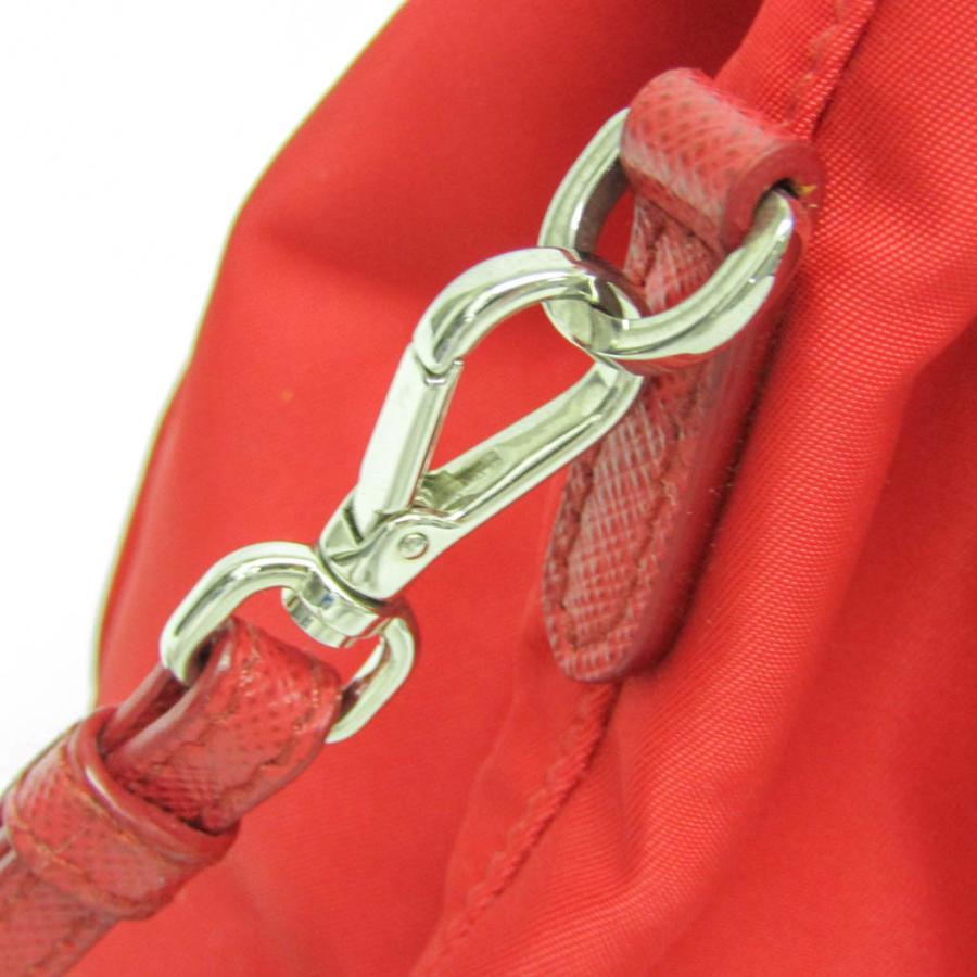 プラダ 巾着 レディース ナイロン,レザー ポーチ レッド : ELADY