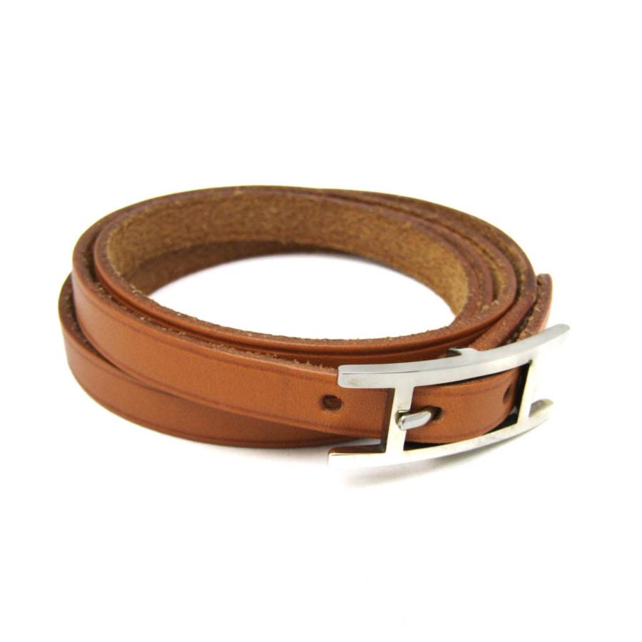 HERMES（エルメス） アピ チョーカー レザー,メタル バングル ブラウン