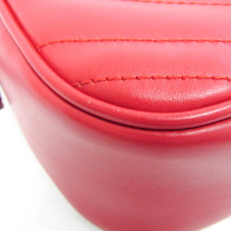 グッチ スモール カメラバッグ GGマーモント ショルダーバッグ レザー 447632 レッド レディース GUCCI  中古 GUCCI（グッチ） スモール カメラバッグ GGマーモント ショルダー