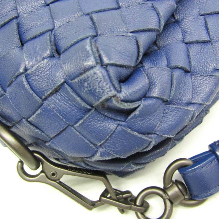 【美品】ボッテガヴェネタ　ショルダーストラップ　イントレチャート　ブルー　レザー BOTTEGA VENETA（ボッテガ・ヴェネタ） イントレチャート レディース