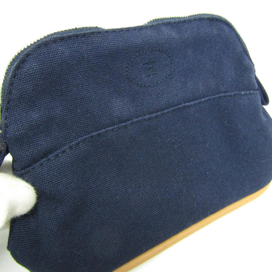 ボリードポーチ　ミニミニ　ネイビー　美品 HERMES（エルメス） ボリード ミニミニ レディース コットン,レザー