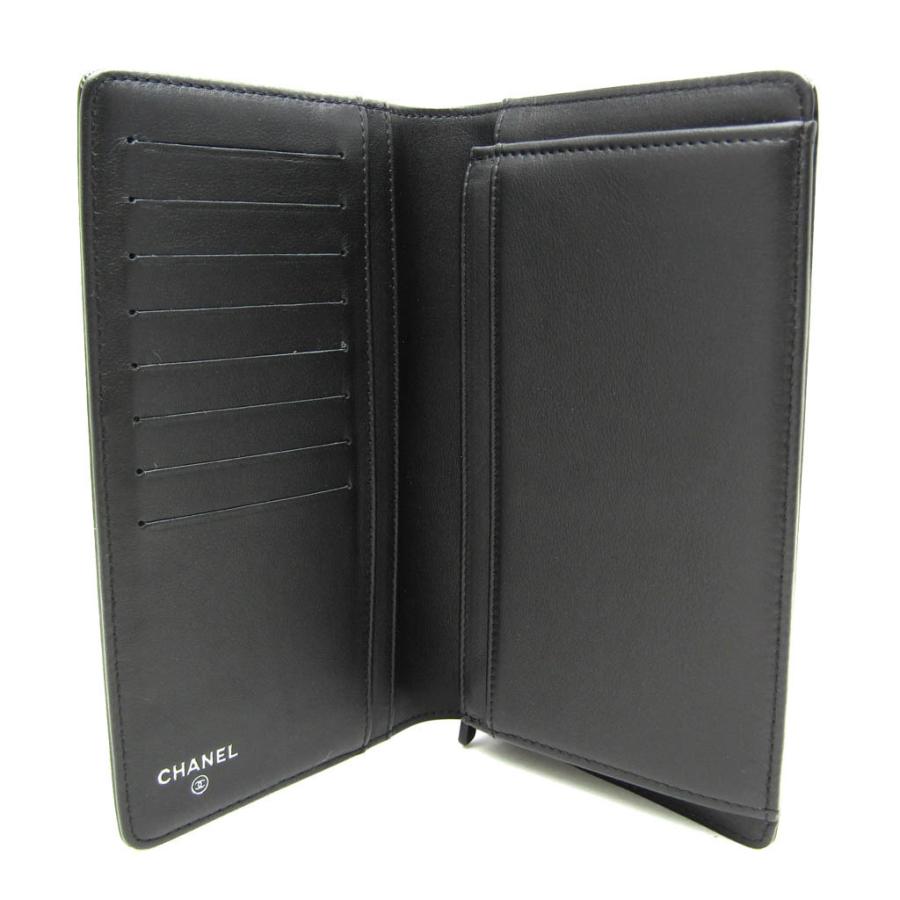 CHANEL カメリア 2つ折り長財布 エナメル ブラック メイクパレット 黒