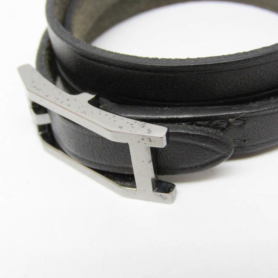 エルメス チョーカー シルバー レザー 黒 HERMES エルメス グレナン チョーカーネックレス レザー