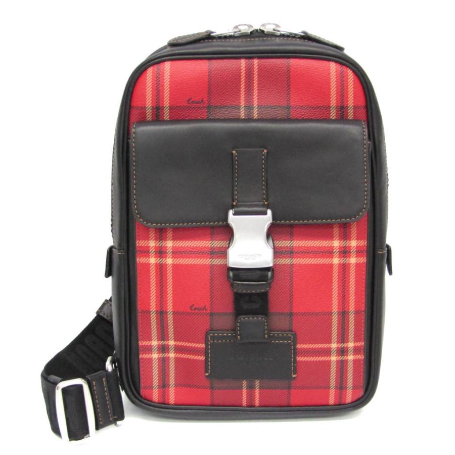 COACH コーチ Track Pack With Tartan Plaid Print CC029 メンズ レザー,PVC ボディバッグ ...
