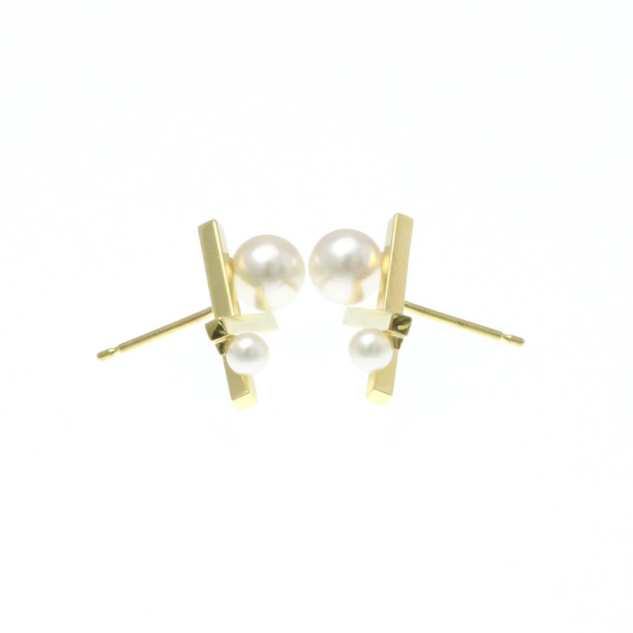【最終値下げ】TASAKI スタッドピアス TASAKI（タサキ） 田崎真珠(TASAKI) バランス クロス ピアス 真珠 K18