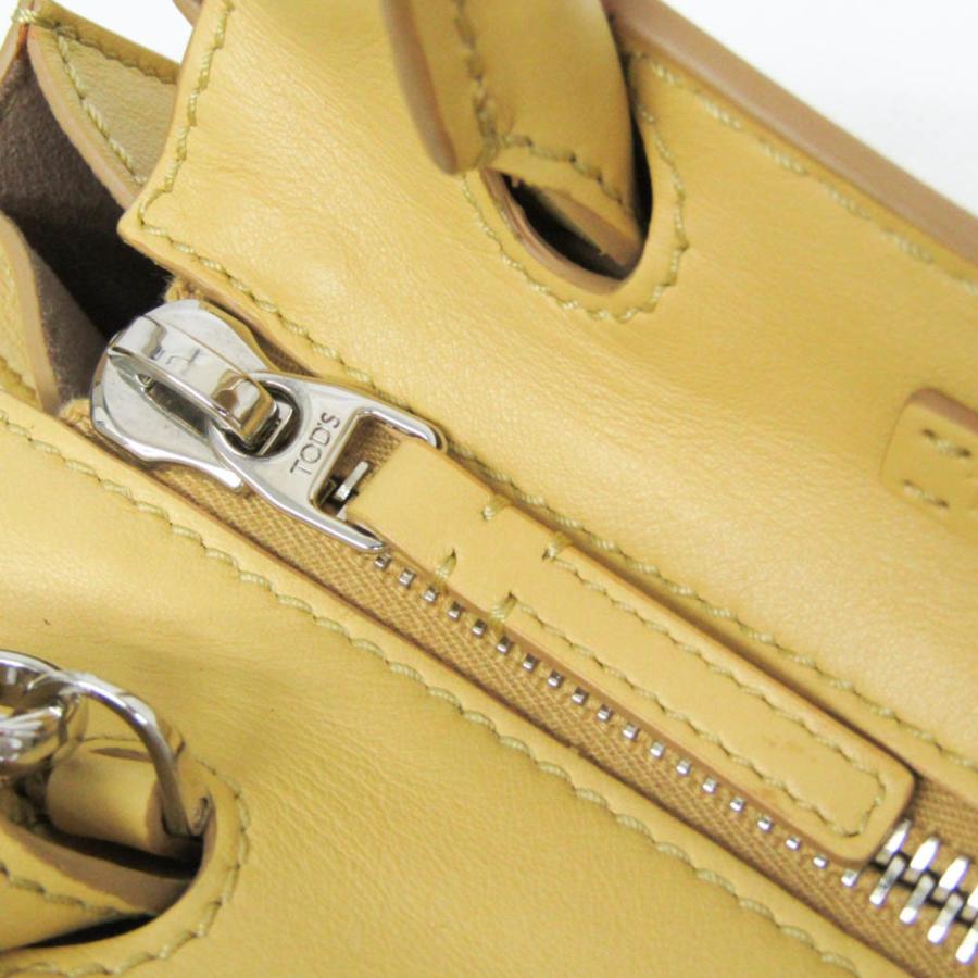 使用少なめ トッズ セラ ミニ 2WAYショルダーバッグ ハンドバッグ イエロー TOD'S（トッズ） セラ Sella レディース レザー ハンドバッグ