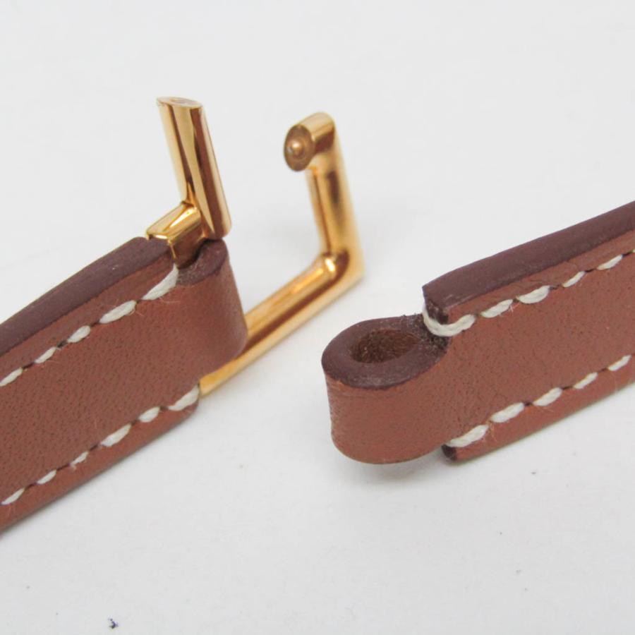 エルメス(Hermes) リヴァル ドゥブルトゥール レザー，メタル ラップブレスレット ピンクゴールド(PG)，ブラウン_2