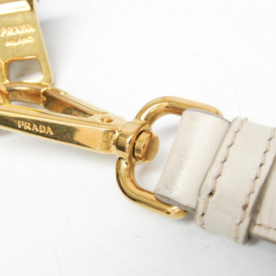 プラダ(Prada) ロゴ ジャガード BT867A レディース キャンバス,レザー ショルダーバッグ ベージュ,オフホワイトの画像
