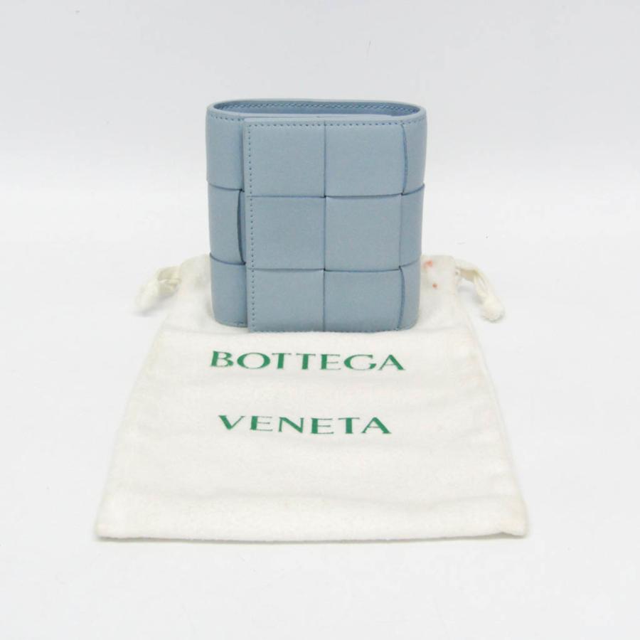 レディース Bottega Veneta ライトブルー 三つ折り財布