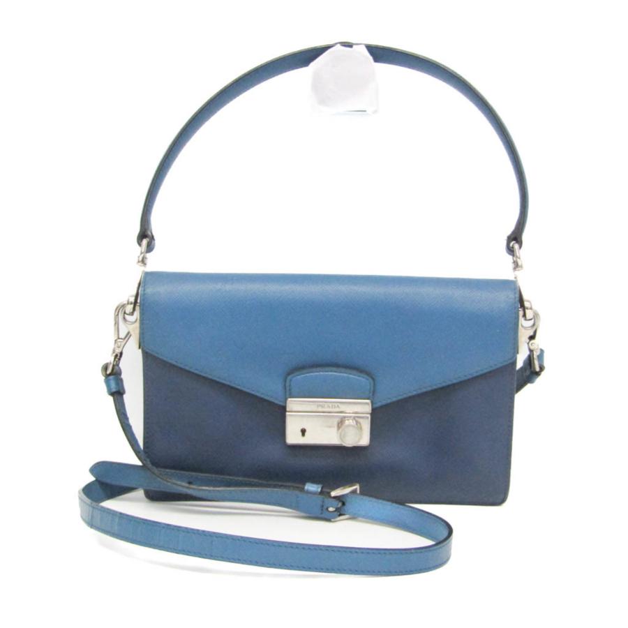 PRADA プラダ サフィアーノ ショルダーバッグ ネイビー PRADA（プラダ） サフィアーノ レディース レザー ショルダーバッグ