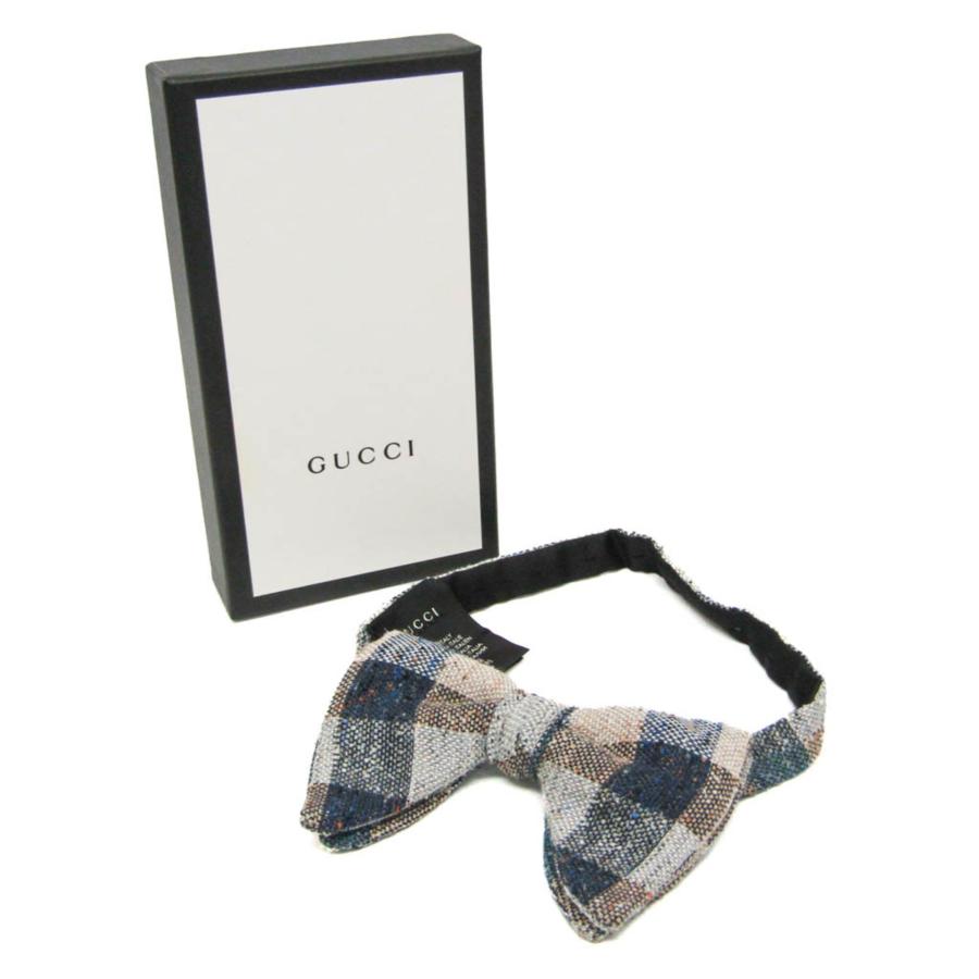 GUCCI（グッチ） ボーイズ シルク コットン ウール 蝶ネクタイ ブルー