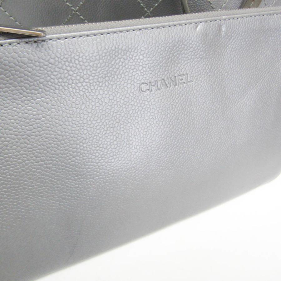 シャネル(Chanel) オンザロード A92212 レディース キャビアスキン トートバッグ シルバーの画像