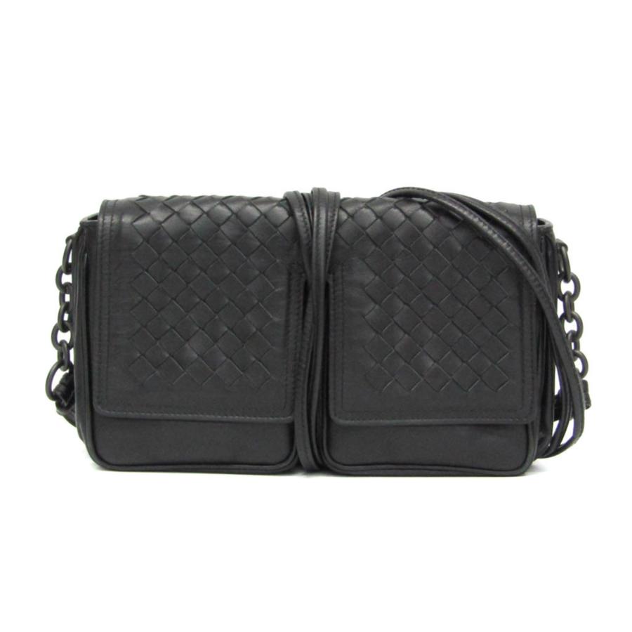 6290 美品 ボッテガヴェネタ イントレチャート ショルダーバッグ ブラック BOTTEGA VENETA（ボッテガ・ヴェネタ） ショルダーバッグ イントレ