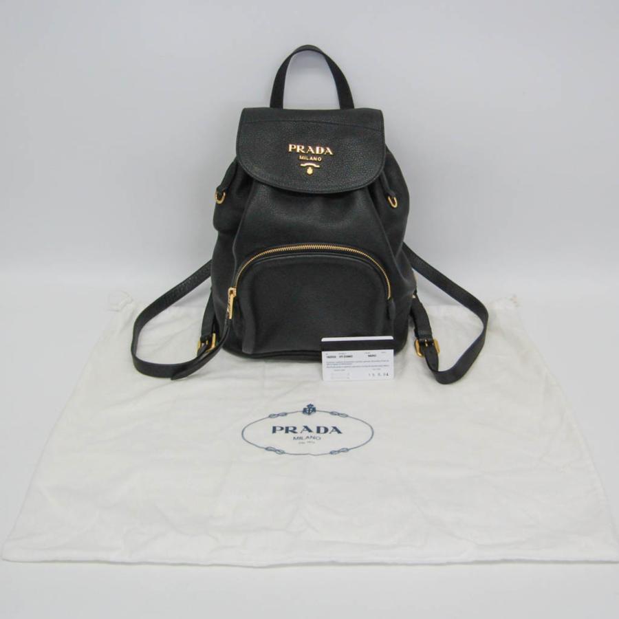 PRADA ブラックレザー リュックサック　1BZ035 PRADA（プラダ） VIT.DAINO 1BZ035 レディース レザー リュックサック