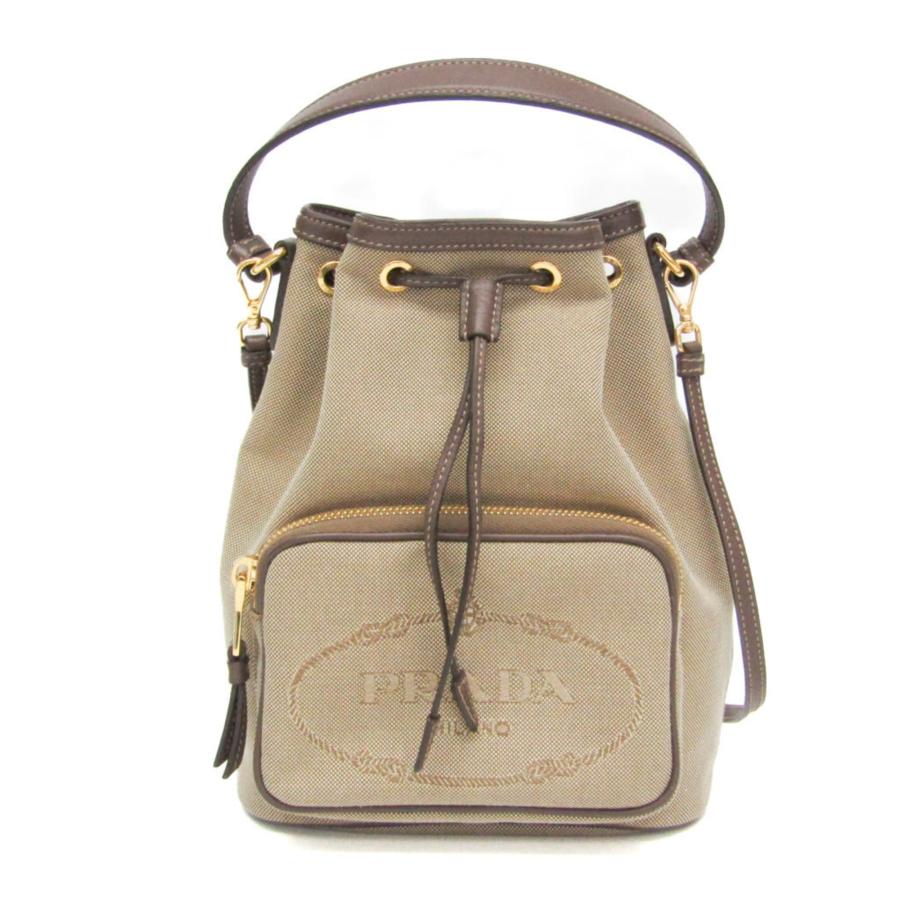 PRADA（プラダ） ロゴジャガード 巾着バッグ レディース レザー,ジャ