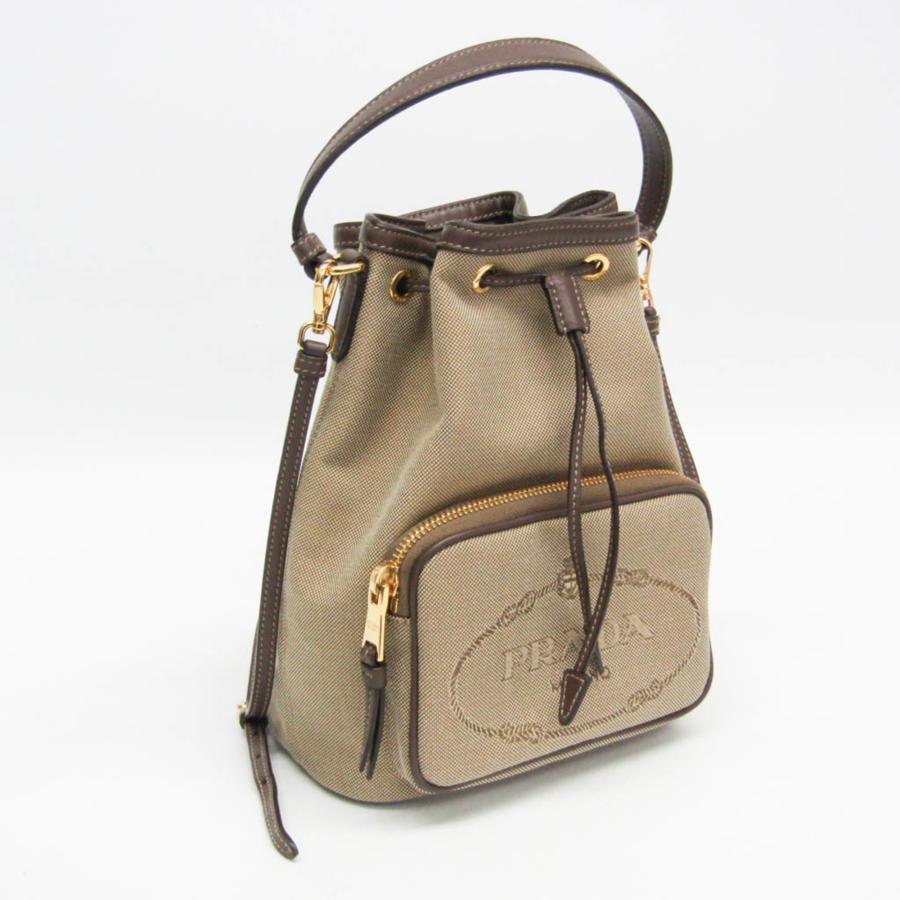 PRADA（プラダ） ロゴジャガード 巾着バッグ レディース レザー,ジャ